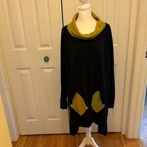 Stylish Black and Yellow Cowl Neck Sweater
